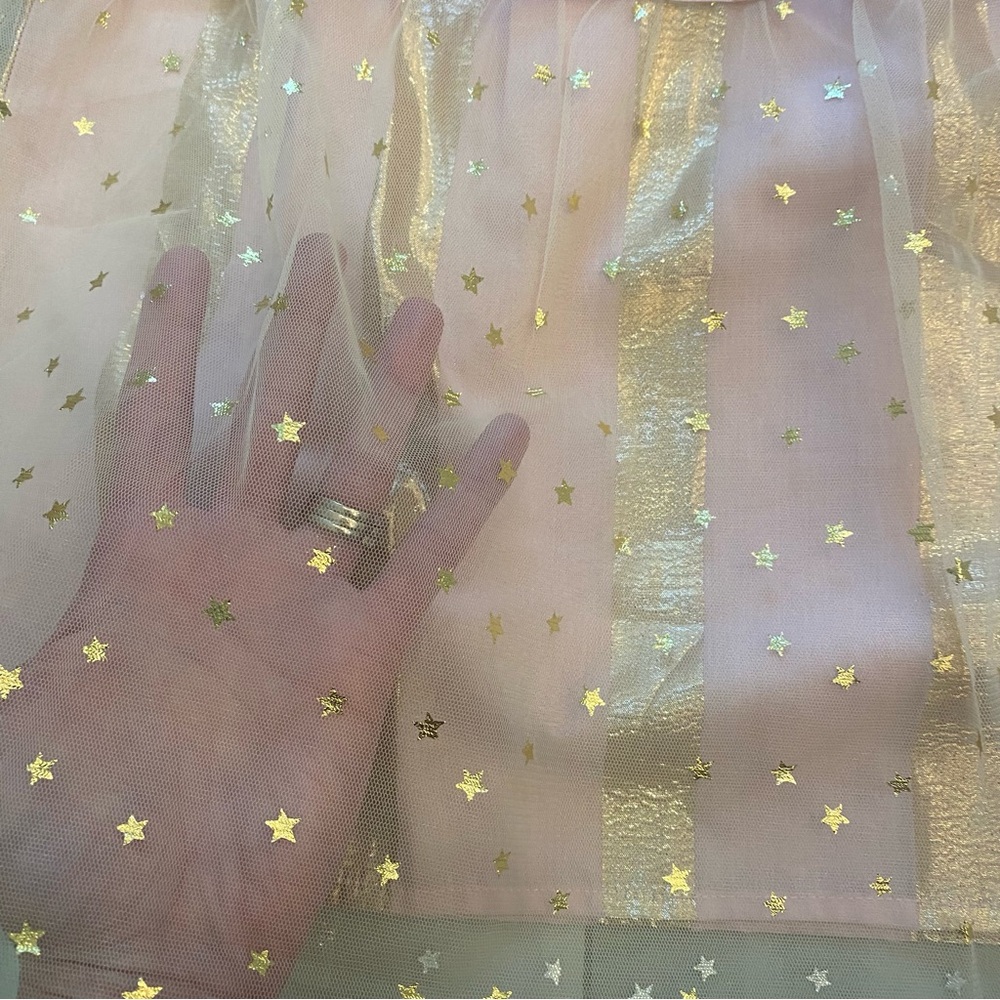 NWT Bisby Madaket Light Pink and Gold Metallic Stripes and Stars Dress, girls 12 - Picture 4 of 13
